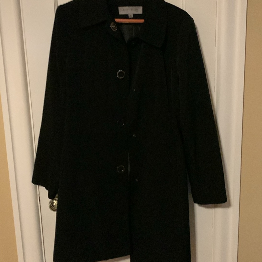 Anne Klein Black Trench Coat Size Large